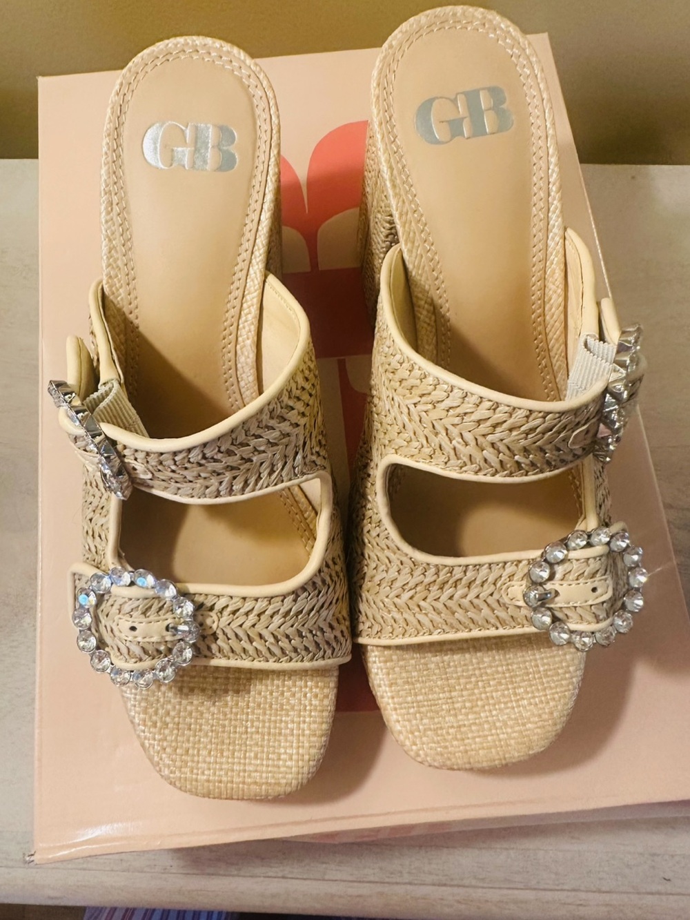 NIB Gianni Bini Deja-Vu raffia block heel sandal size 7 1/2 - Picture 3 of 7